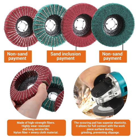 JOUTYFOR 18 Pack 4 Inch 14 3 Buffering Wheels Polishing Kit with Compound for Angle Grinder, Includes Pcs Nylon Fiber