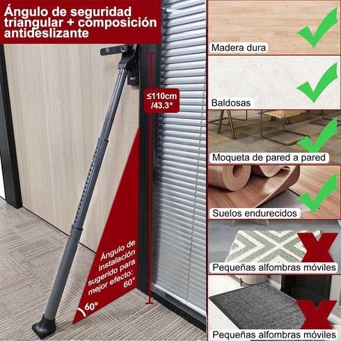 Jammer (1 Pack,Grey) AceMining Upgraded Door Security Bar & Sliding Patio Bar, Heavy Duty Stoppers Adjustable for Home