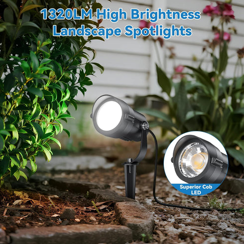 12W 110V 120V 4.9ft 3-Plug 5000K 2Packs HIBOITEC Spot Lights Outdoor to Landscape Lighting Waterproof Spotlight