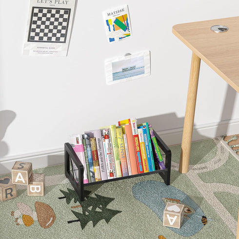 ELITEROO Desk Bookshelf, Small Book Shelf, Wooden Desktop Bookcase, Tilting Table Top Bookshelf for Home Office