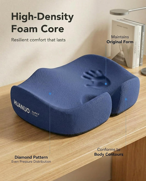 Tailbone 4-Zone HUANUO Ergonomic Seat Cushion for Office Chair, Extra Large Car Seat Cushion, and Back Support, Cooling