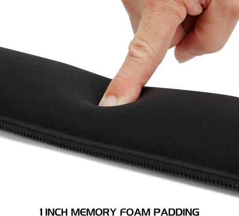 ENHANCE Compact Bluetooth Keyboard Wrist Rest Pad with Soft Memory Foam Support, Anti-Fray Stitching