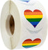 Rainbow Heart Stickers, 500 Colorful Gay Pride Stickers, 1.5" Circle Pride Heart Labels