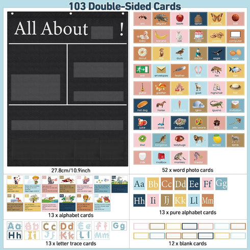 Blosssound 34 27 103 x All About Letter Pocket Chart ABC Flash Cards Letter of The Day Week Chart Alphabet Tracing