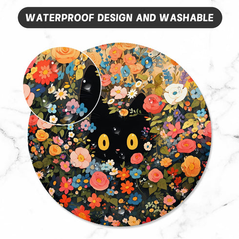 ITNRSIIET Mouse Pad, Premium-Textured Waterproof Round Mouse Mat with Stitched Edge, Non-Slip Rubber Base, 8.7×8.7