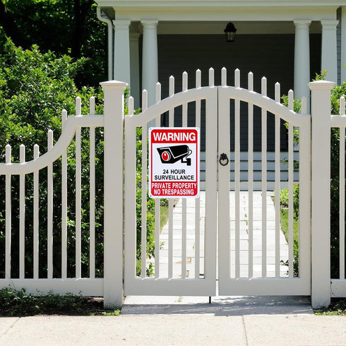 Qofaoye 2-Pack 2025 10 7 No Trespassing Signs Private Property, Video Surveillance Signs Outdoor Version, x in UV