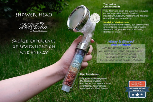 7 Chakra Crystal Shower Head. Natural Gemstones. Healing Crystals. Water Purification. Mineral. Ph Balance. Healing