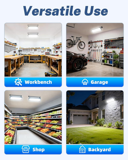 100W 14000LM 6000K 6FT IP66 LED Shop Light, Plug in Garage Light with Power Cord, Waterproof Work Bench Shop Lights