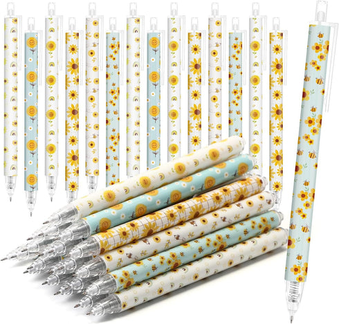Jetec 60 Pcs Sunflower Ballpoint Pens Sets Girly Stuff Aesthetic Retractable Pens