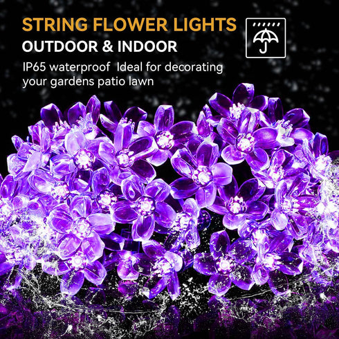 50 ITICdecor Outdoor Solar Flower String Lights Waterproof LED Fairy Light Decorations for Christmas Tree Garden Patio