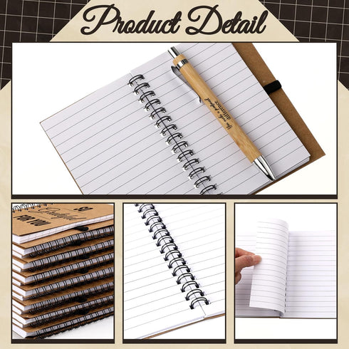 Cholemy Employee Appreciation Gifts, 60 Pcs Inspirational Kraft Notebooks with Bamboo Ballpoint Pens for Coworkers