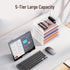 Supeasy 5 Trays Paper Organizer with Handle, Mesh Desk File Organizer, White Paper Sorter for Office, Home, or School