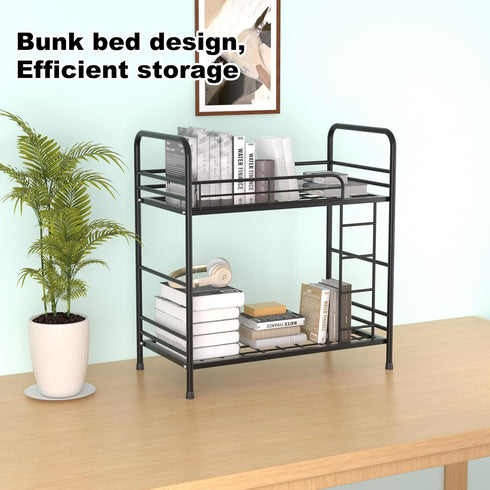 CRXCRY 2 Desktop Shelf Organizer, Tier k Organizer Storage Rack and Frees Up The Space of The Desk, Small Metal