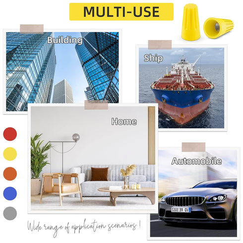 600 Pcs Yellow Electrical Wire Connectors, Spring Insert Twist Caps, Connection Wire Nuts Screw Terminals for Quick