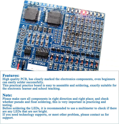 Ovenot SMD/SMT Components Soldering Practice Board Electronic Project Kits DIY Soldering Kit Skill Training Board Led