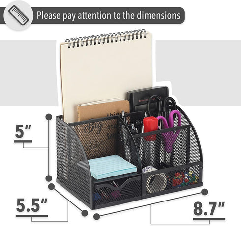 Mr. Pen Mesh Desk Organizer, Black, Pen Holders and Pencil Organizer for Desk Supplies