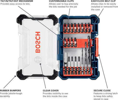 BOSCH DDMS20 20-Piece Assorted Impact Tough Drill Drive Custom Case System Set for Drilling and Driving Applications by BOSCH