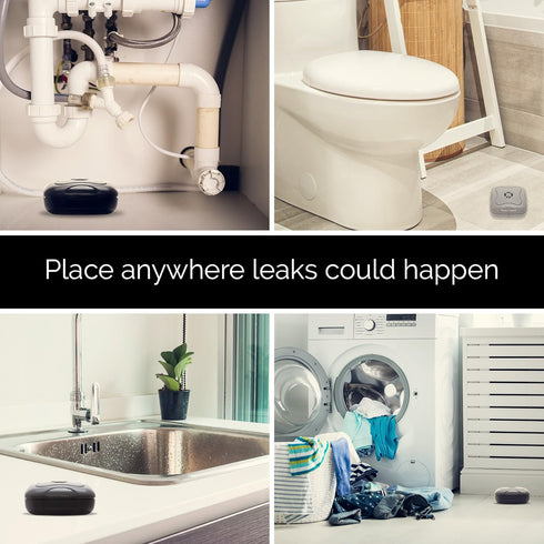 2 Pack Water Leak Detector - 95 dB Flood Detection Alarm Sensor for Bathrooms, Basements, and Kitchens by Mindful Design