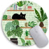 Cat Mouse Pad, Cute Small Round Travel Mousepad for Wireless Mouse - Plant Leave Mini Computer Mouse Mat