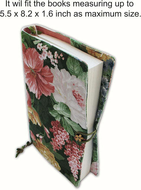 Fabric Novel Book Cover for Adults - Flower Spring Pattern, Washable Padded Case Sleeve Bag, 5.5 x 8.2 x 1.6