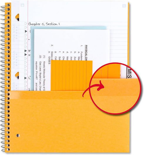 Five Star 3 Pack Spiral Notebook + Study App, 3 Subject, College Ruled, 150 Sheets, Water Resistant Cover, 8.5" x 11",
