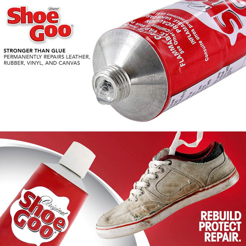 Shoe Goo Repair Adhesive for Fixing Worn Shoes or Boots, Clear, 3.7 Ounce (109.4mL), 10 Snip Tip Applicator Tips and Pixiss Spreader Tools Set
