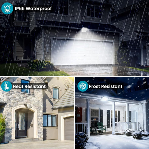 2200mAh 1500LM IP65 3 1 Pack Solar Motion Sensor Outdoor Lights with Auto Head-up, LED Solar Security Wall Flood Lights