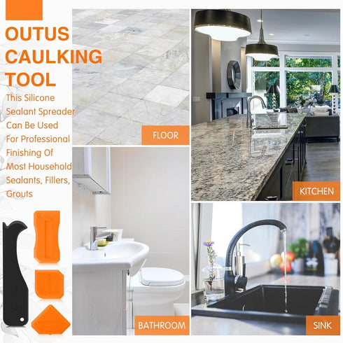 4 Pieces Silicone Caulking Tool Set for Kitchen Bathroom Sealant Finishing and Grout Scraping