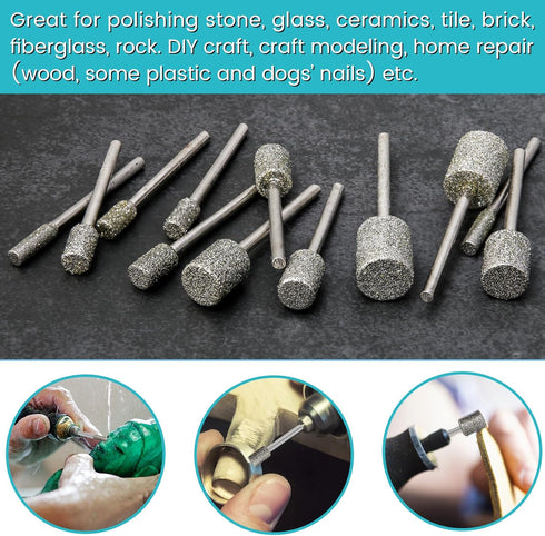 Stone Carving Set, 24PCS Diamond Burr Bits Compatible with Dremel for Engraving, Grinding, Jewelry