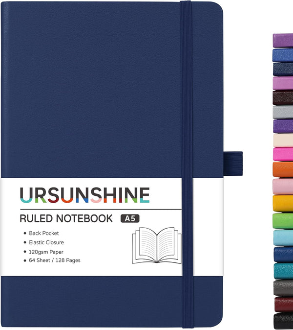 Ruled Notebook/Journal, Classic Lined Journal, 5.3'' x 8.26'', Hardcover with Thick Paper, Dark Blue