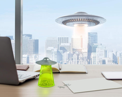 Genuine Fred UFO Paperclip Dispenser, Filing Saucer Holder with Cow Paperclips, Fun Space Themed Desktop Organizer