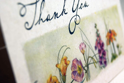 Generic Set 10 Seed Paper Thank You Card Wildflower Watercolor Print