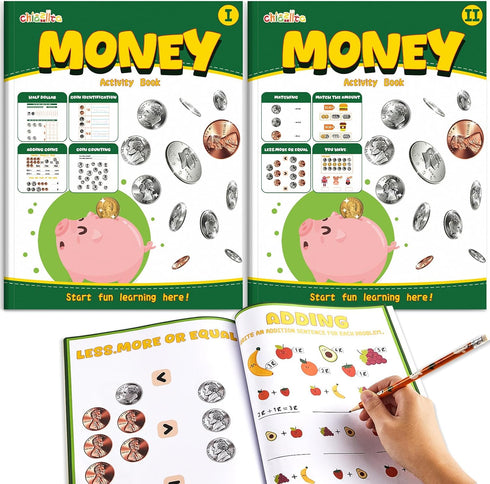 chiazllta Money Activity Workbook Set of 2 Coin Recognition and Counting Practice Workbook