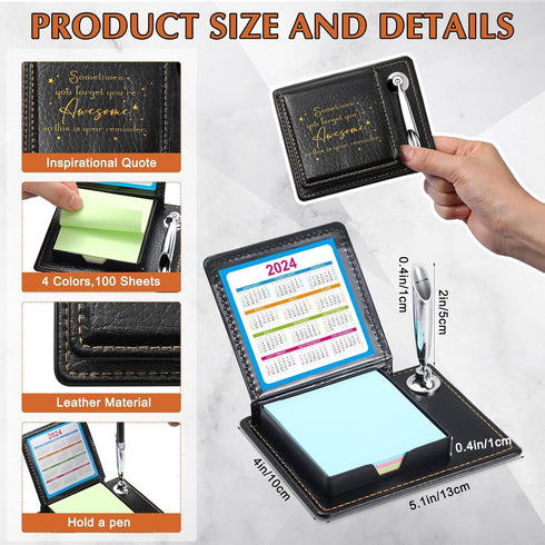 Tenceur 10 Pcs Thank You Gifts Sticky Note Holders - Appreciation Gifts for Employee Coworker with PU Leather Box