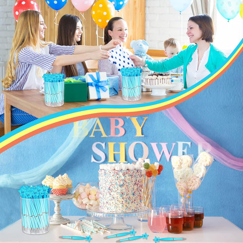 Outus 48 Pcs Baby Shower Pens Bulk, Baby Shower Favors for Birth Announcement Guests Decorations (Blue, For Boy)
