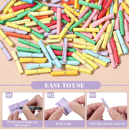 Apausvcm 150 PCS Mini Scroll Paper Colorful Lucky Wish Paper Wish Letter Paper Roll Writable Message Papers