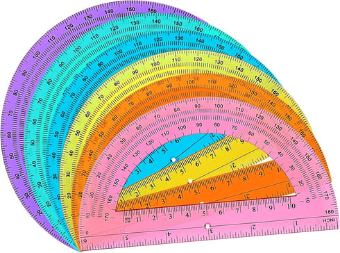 Zonon 12 Pieces Protractors Bulk, Plastic 180 Degrees 6 Inch Translucent for Geometry, Angle Measurement, School
