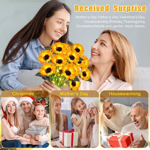 3 Pack 18 Solar Outdoor Lights Garden Decor, Solar Sunflower Lights, Waterproof Garden Decor Flower for Outside Yard