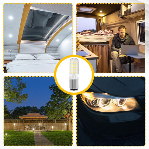 BA15D 3W 12-24V 350LM Models#1076 1142 6000K Bulb AC/DC Double Contact Bayonet with Push-in Base for Outdoor Landscape