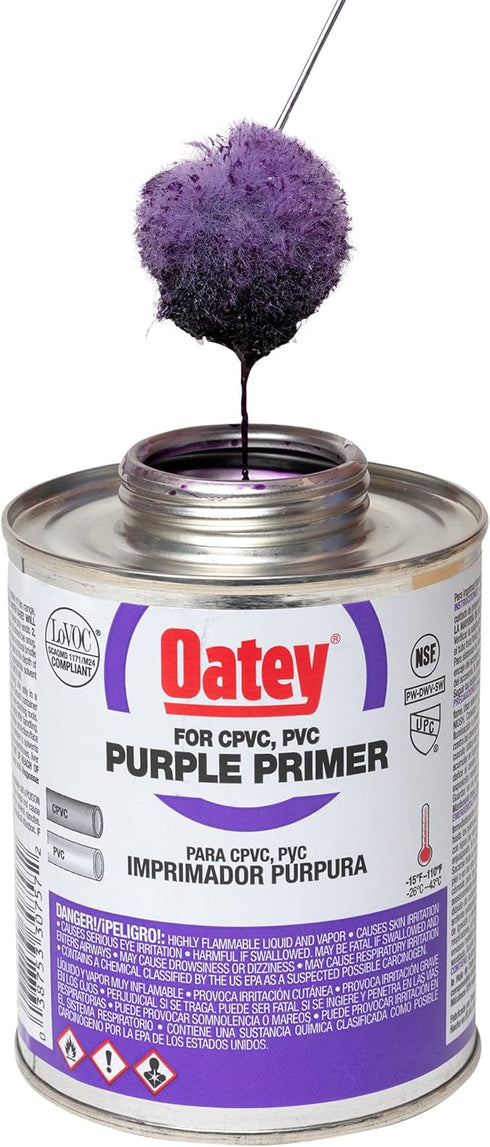 Oatey 30246 4 oz. PVC Regular Clear Cement and 4 oz. NSF Purple Primer Handy Pack