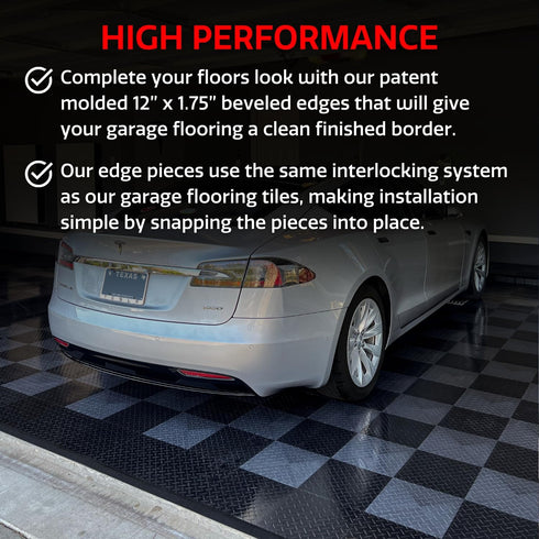 Big Floors Male Transition Edge Kit, Durable Interlocking Modular Garage Floor Edging, Compatible with RaceDeck, GarageTrac and GarageDeck Products, (11 Piece), Black