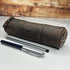 Full Grain Leather Zippered Pencil Case - Rustic Town Pen Holder for Office Use