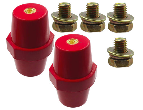 LBY 2pcs SM-76 Polyester Busbar Insulator with Screw (M10), High-Strength Supporter, Resin (Red)