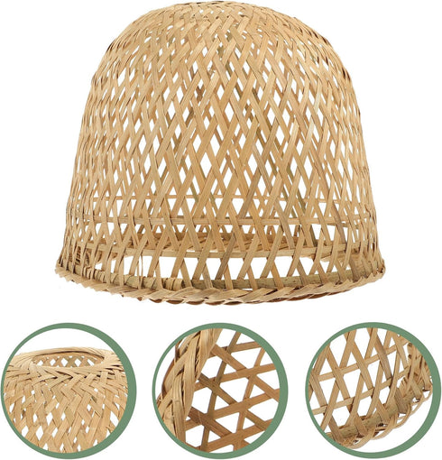 21cm Cabilock Bamboo Woven Lamp Shade, Handmade Weave Lampshade Natural Wicker Chandelier Lamp Cover Boho Lamp Shades