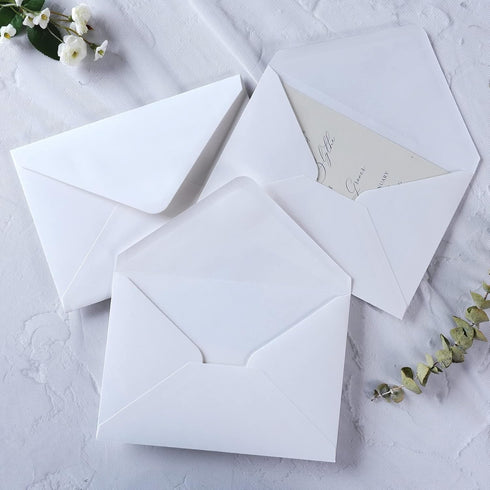 PONATIA 50 PCS/Pack White A7 Envelopes, 5.25 x 7.5'', Perfect for 5 x 7'' Wedding Invitation Cards, Christmas Gift Cards