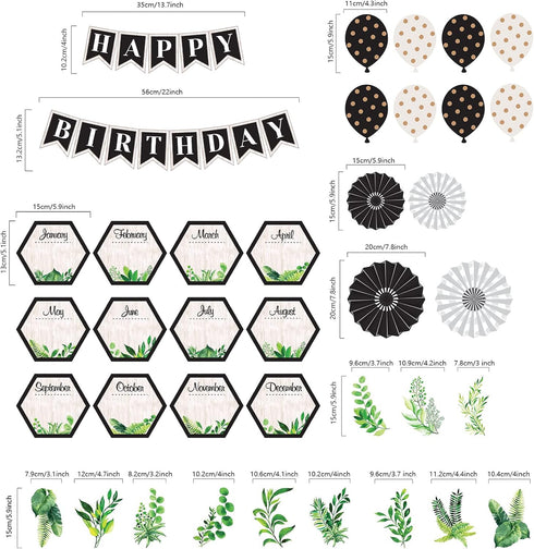 Simply Boho Happy Birthday Bulletin Board Set - Birthday Decorations for Classrooms, Cutouts for Calendars
