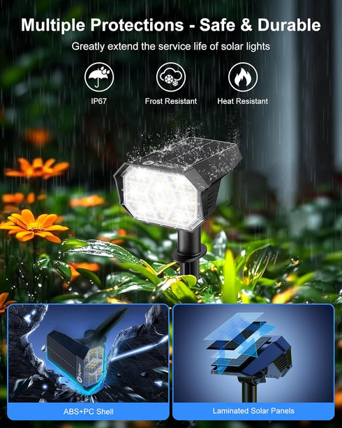 4Pack 58 1800mAh, IP67 3 2-in-1 Brightown Solar Spot Lights Outdoor with LED & Solar Lights Outdoor Waterproof