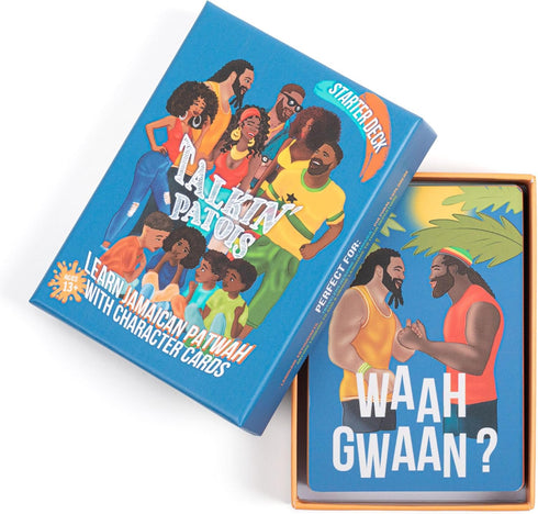 Talkin Patois Language Learning Cards | 53 Jamaican Phrases Explained | Illustrated by Local Artists with E-Learning
