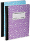 Wide Ruled Composition Notebook, Durable Marble Covers, 100 Sheets/200 Pages, 9-3/4" x 7-1/2" - Assorted Colors (2 Pack)