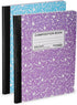 Wide Ruled Composition Notebook, Durable Marble Covers, 100 Sheets/200 Pages, 9-3/4" x 7-1/2" - Assorted Colors (2 Pack)